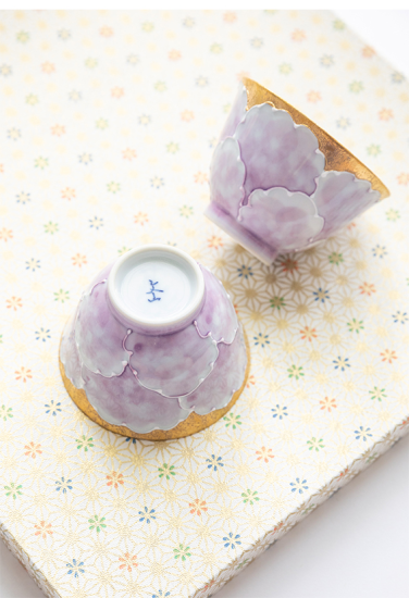 文山窯 牡丹（紫） 内外柄 煎茶 - クラフト南風