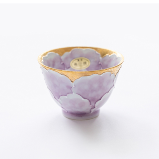 文山窯　牡丹（紫）　内外柄　煎茶