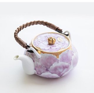 文山窯　牡丹（紫）　平土瓶