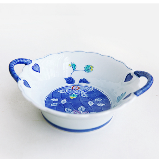 有田焼 鉄仙花手付きバスケット 大/小(KJK10070・KJK10069 有田焼 鉄仙花手付きバスケット 大/小(KJK10070・KJK10069