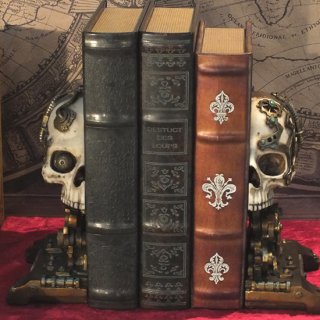 スチームパンクスカルヘッド ブックエンドセット Steampunk Cranial Skull Bookends