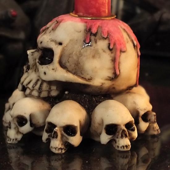 スカルキャンドルホルダー Pink Wax Skull Candle Holder