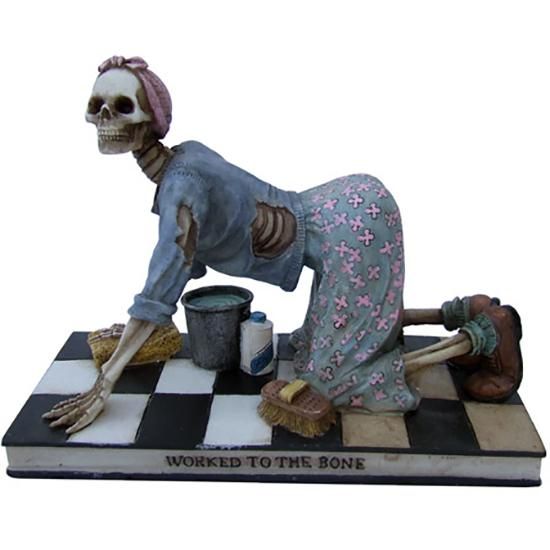 スカルフィギュア WORKED TO THE BONE - ネバーランド★スカルグッズ・ドクログッズ・スカル雑貨・通販・販売★~スカル・ゴシック・スチームパンク・ドラゴン・ガーゴイルの通信販売