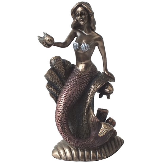 コーラルオンマーメイド(人魚)像 Mermaid On Coral Statue - 不思議雑貨店ネバーランド