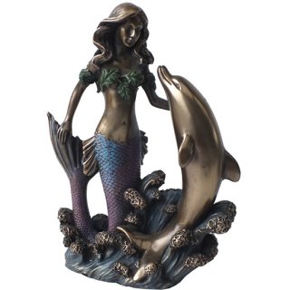 マーメイド(人魚)ウィズドルフィン� アール・ヌーヴォー像 Mermaid With Dolphin �