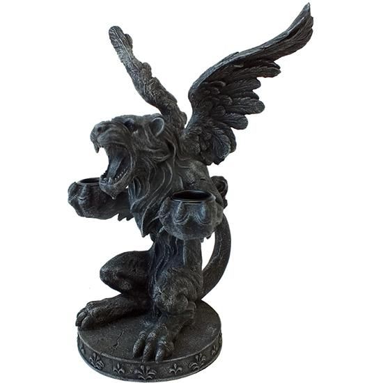 ゴシックライオンガーゴイル キャンドルホルダー スタチュー(像