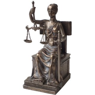 正義の女神 ジャスティスブロンズスタチュー(像) Bronze Beautiful Seated Justice Statue