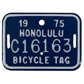 ハワイ HONOLULU 自転車用 BICYCLE TAG ナンバープレート ハワイ自転車用ナンバープレートRE 70s Hawaii bicycle tag