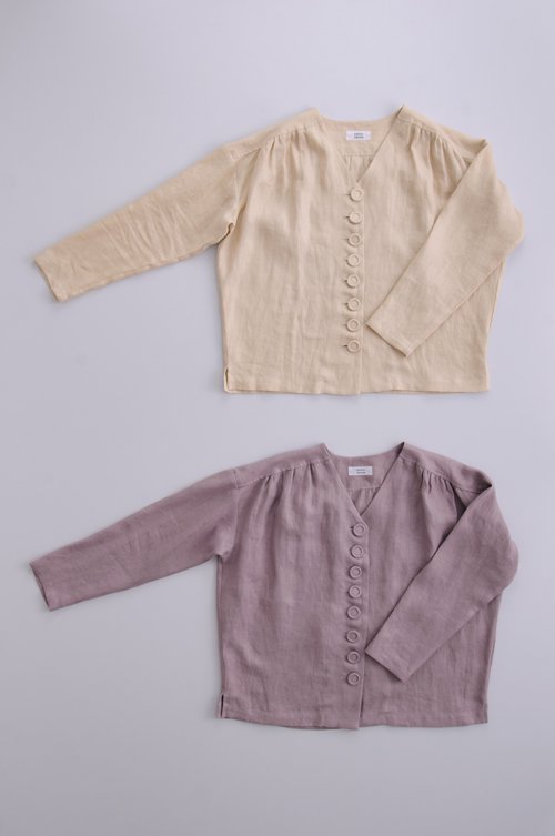 kurumi button linen classical blouse