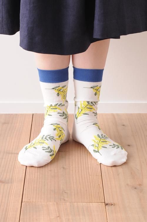 cotton ~mimoza~ middle socks - atelier naruse｜Online store