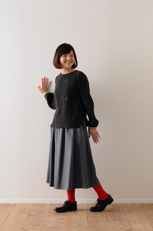 linen wool ～winter plants～ BL / charcoal - atelier naruse