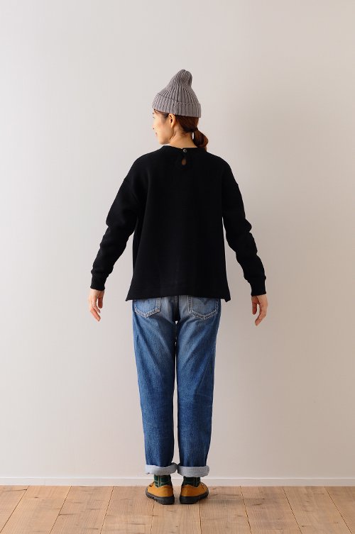 cotton fleece lining pullover / black - atelier naruse | Online store