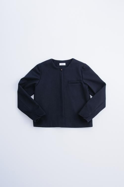 beaver wool no collar jacket / navy - atelier naruse | Online store