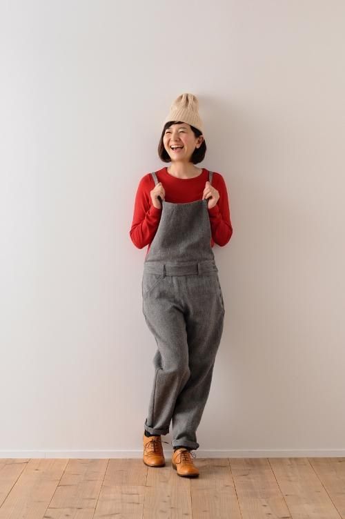 hemp wool salopette pants / black - atelier naruse | Online store