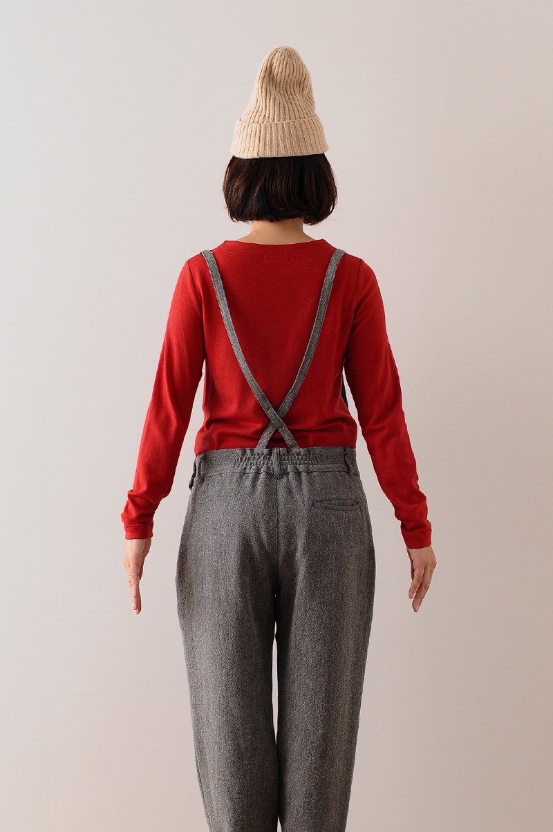 hemp wool salopette pants / black - atelier naruse | Online store