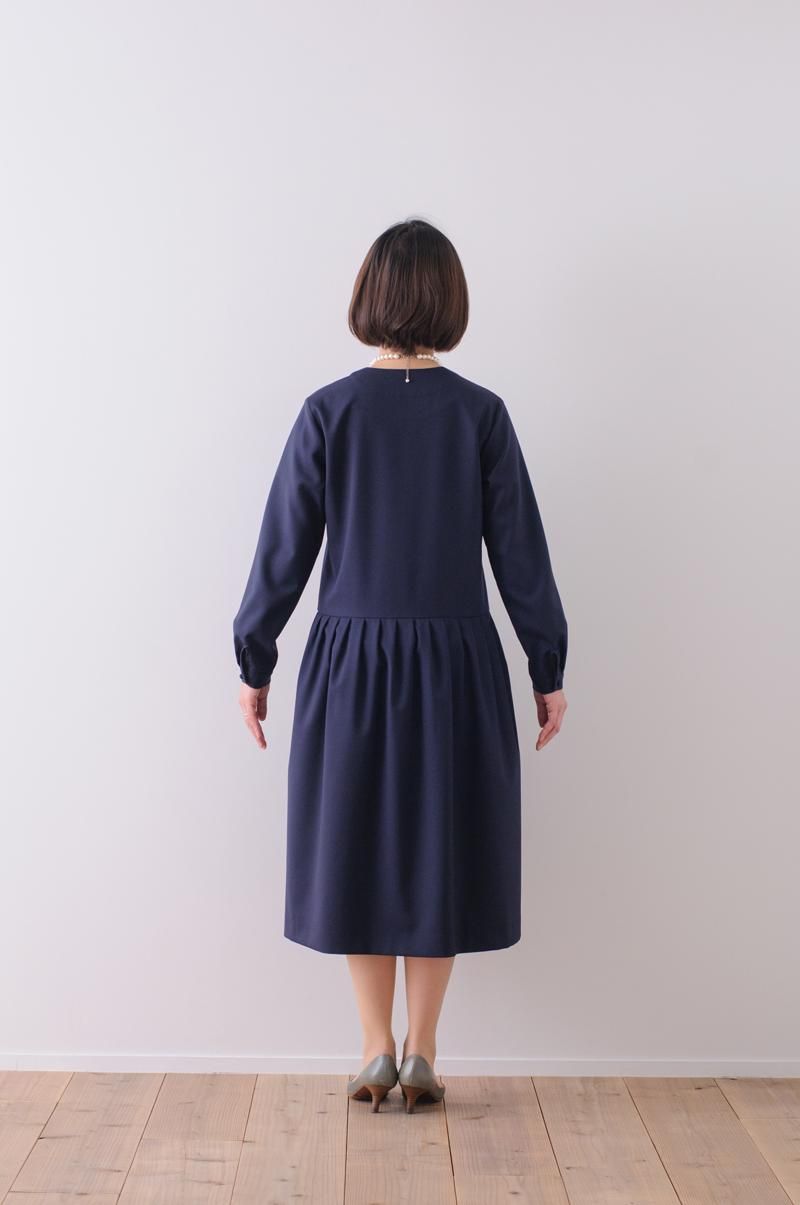 kurumi button formal one-piece / navy - atelier naruse｜Online