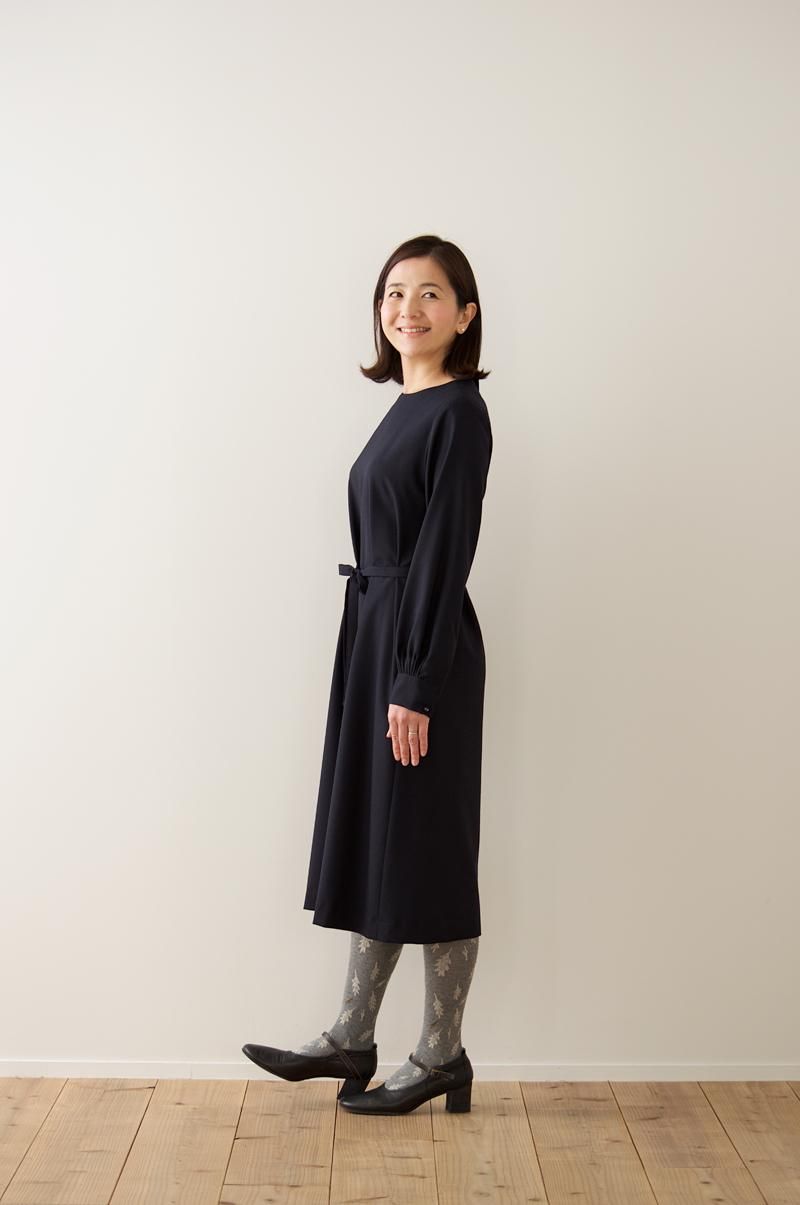 アトリエナルセ フォーマル ワンピースドレス ネイビー formal A line one-piece dress / navy - atelier naruse
