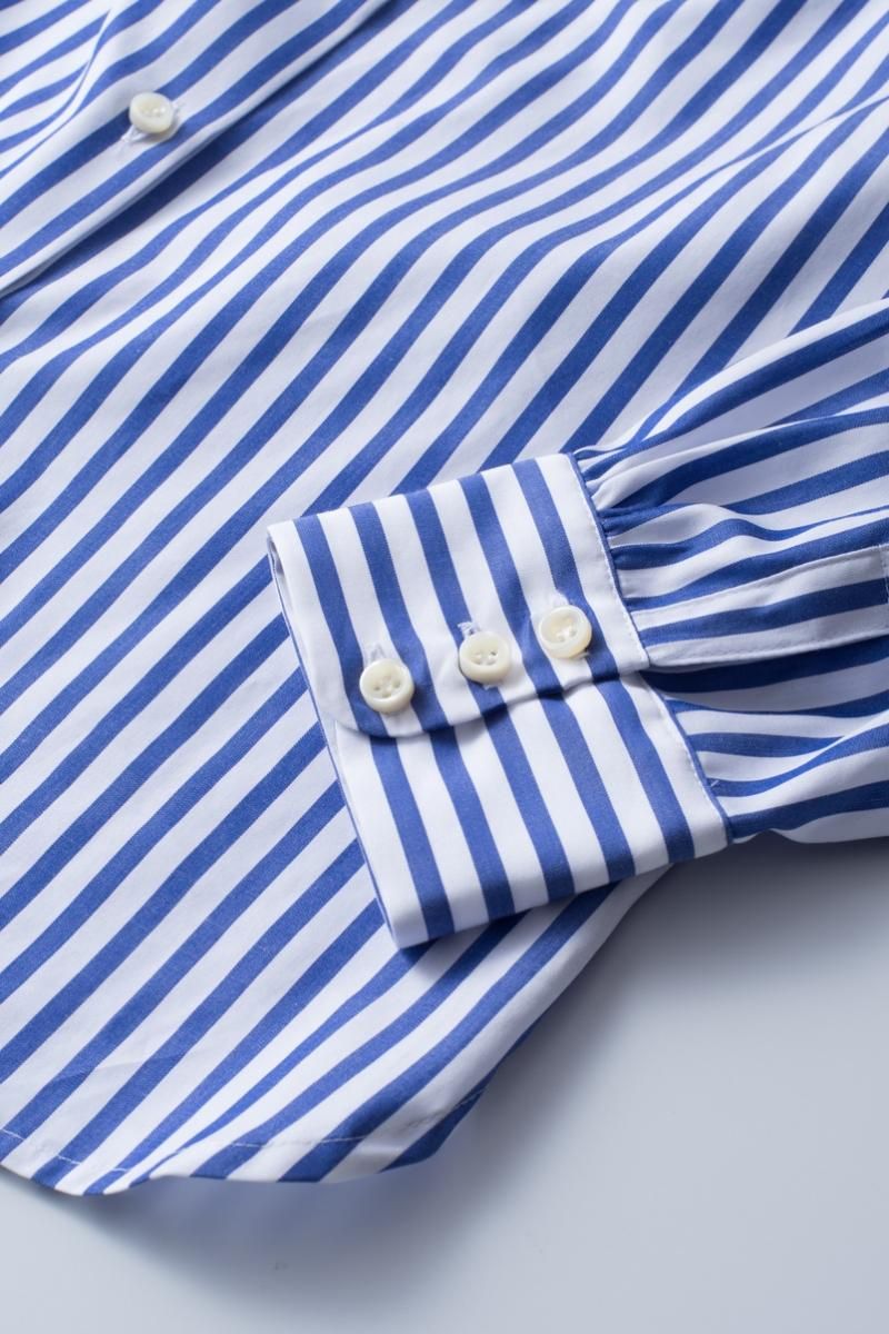cotton stand off collar blouse “stripe” - atelier naruse