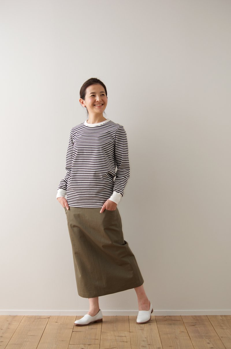 cotton border cut&sewn（長袖） - atelier naruse | Online store