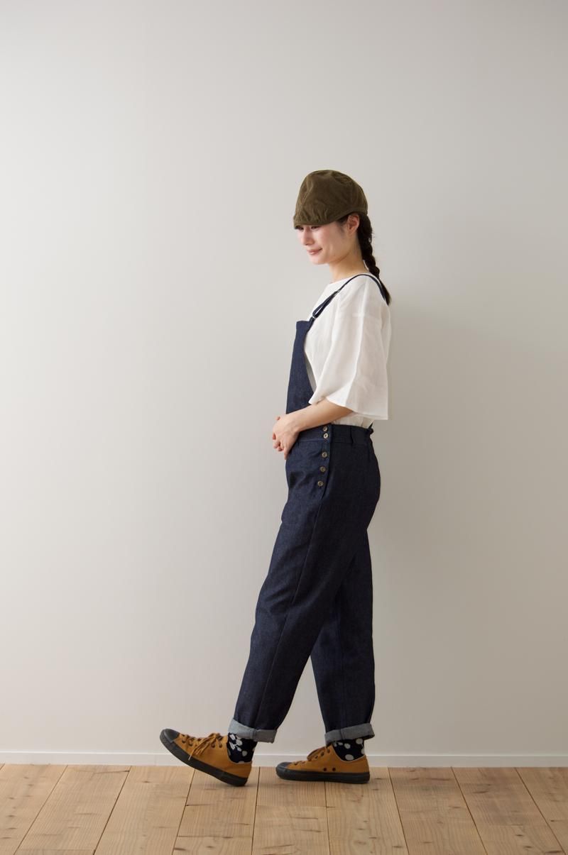 72◇atelier naruse コットンデニムサロペット TS0529-8 atelier naruse】コットンフラックスウールサロペットパンツ