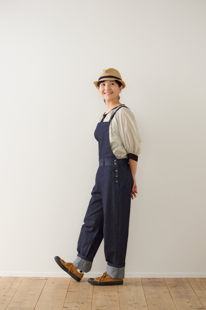 cotton denim salopette pants - atelier naruse | Online store