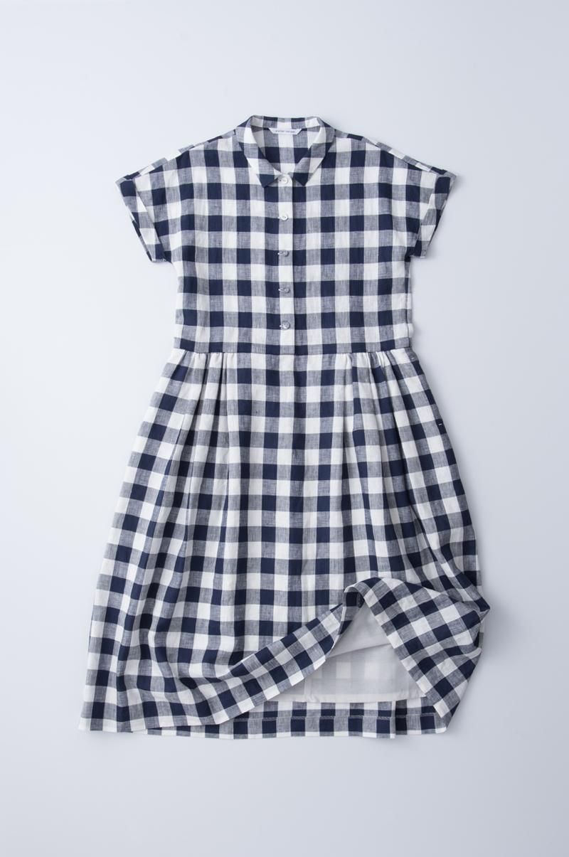 ワンピース atelier naruse linen shirt one piece linen shirts one-piece“gingham check” - atelier naruse
