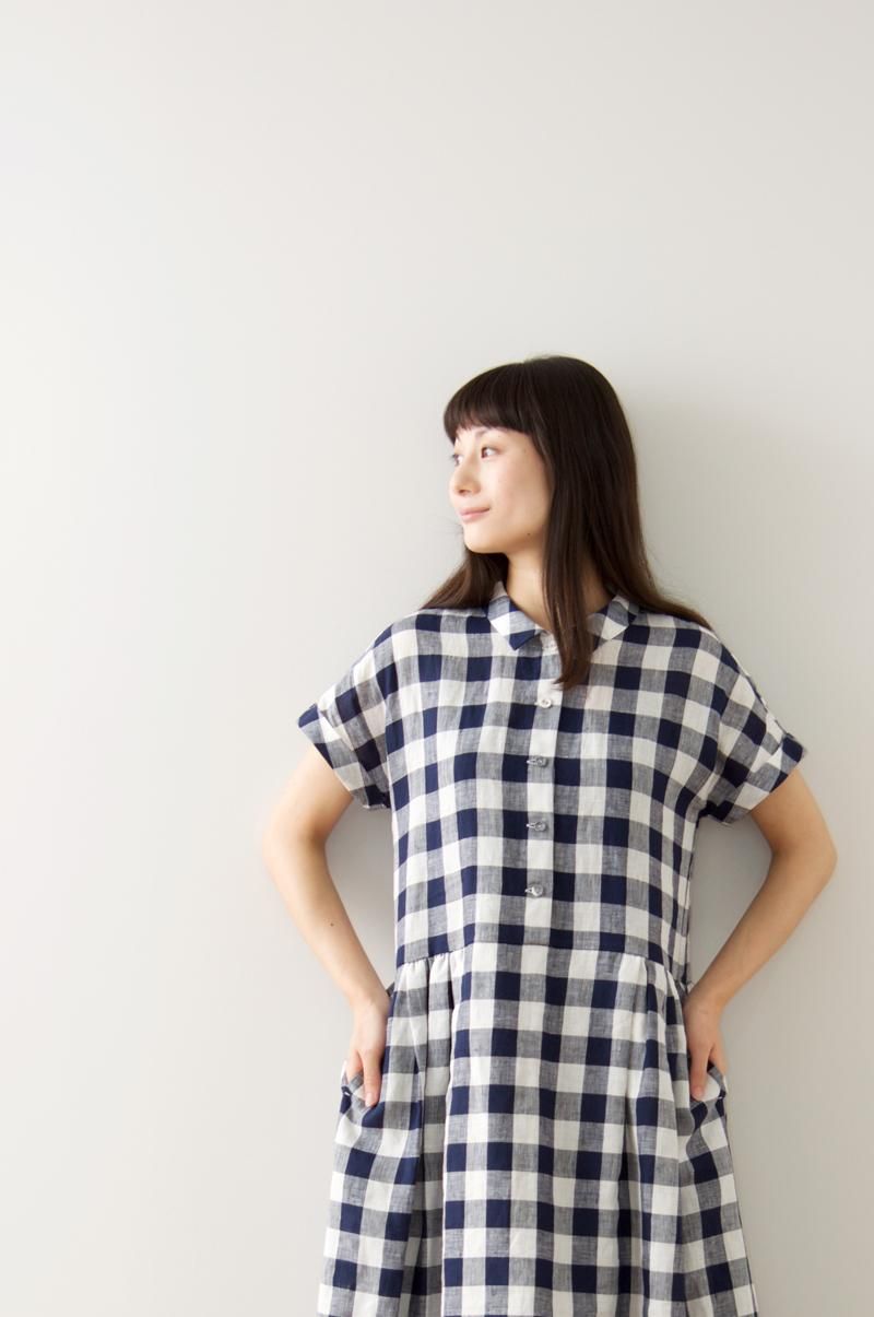 linen shirts one-piece“gingham check” - atelier naruse