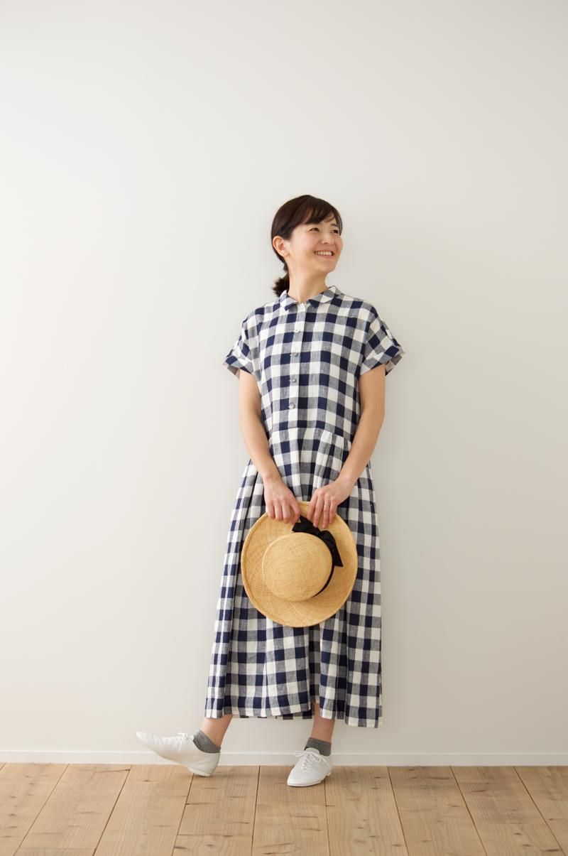 linen shirts one-piece“gingham check” - atelier naruse