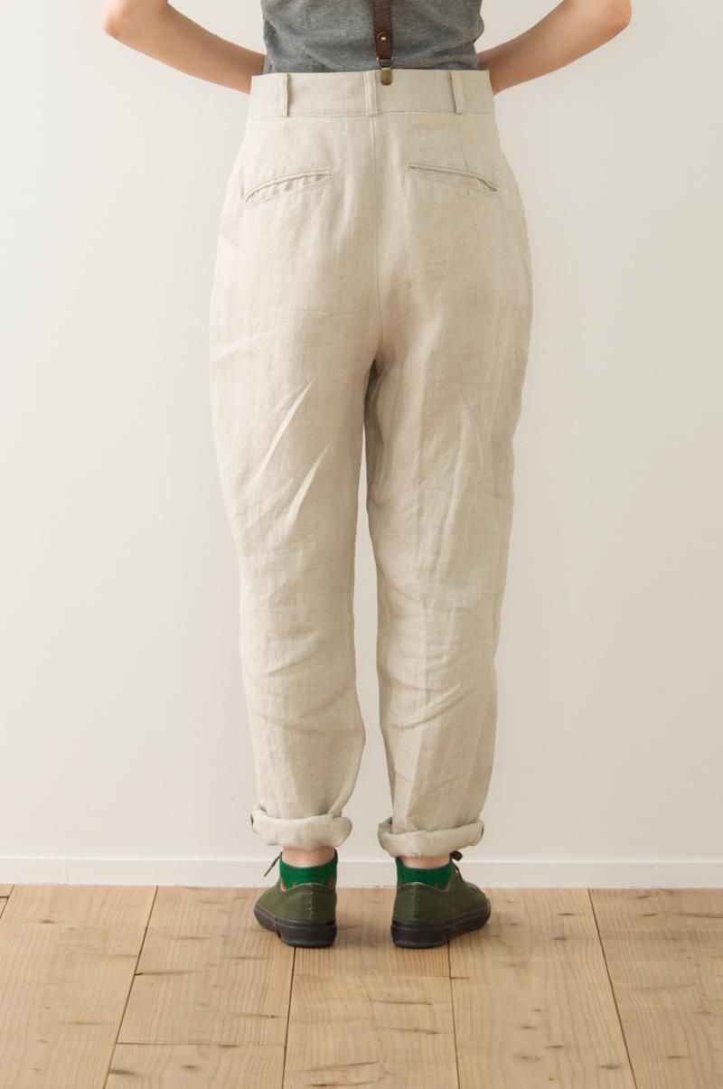 未使用 タグ付き アトリエナルセ リネンペックトップパンツ 36 linen peg-top pants - atelier naruse｜Online store｜the an