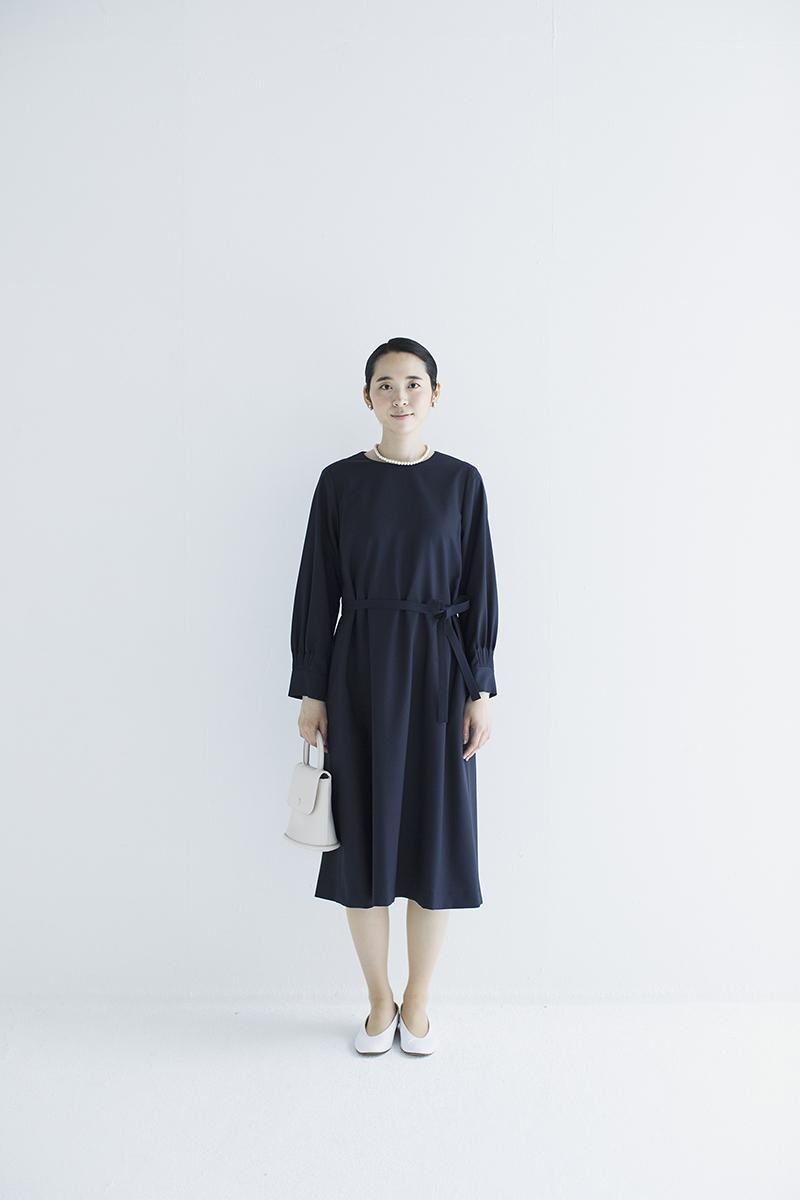 formal A line one-piece dress / navy - atelier naruse formal A line one-piece dress / navy - atelier naruse