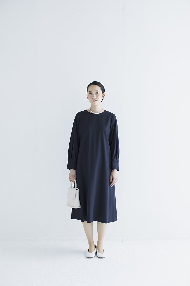 formal A line one-piece dress / navy - atelier naruse | Online store