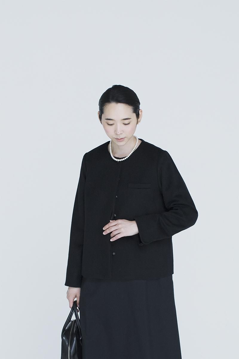 【GINGER掲載商品】 collar no wool beaver jacket naruse atelier - black / ジャケット・アウター