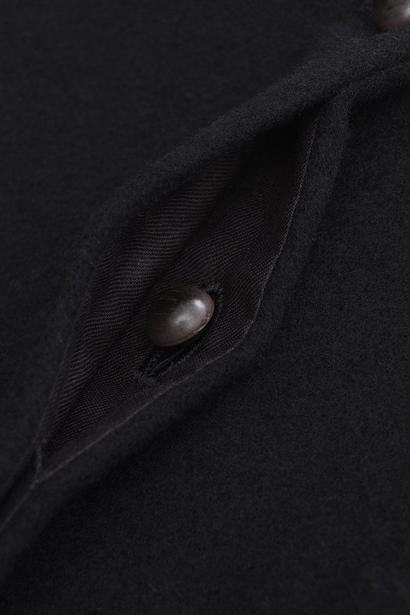 beaver wool no collar jacket / black - atelier naruse | Online store