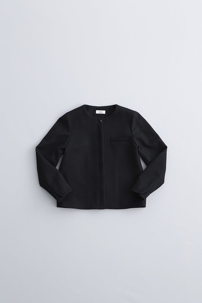 beaver wool no collar jacket / black