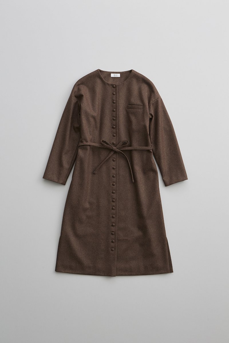 wool kurumi button one-piece coat / brown
