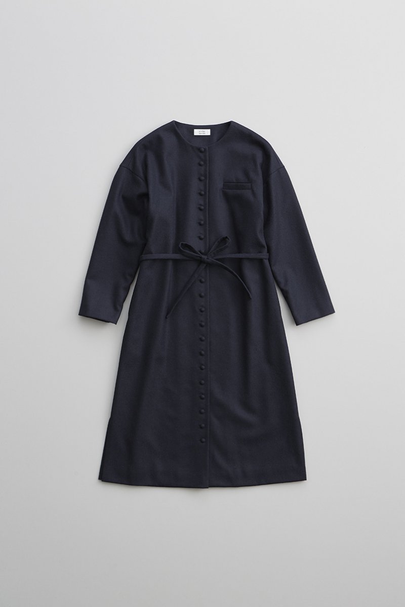 wool kurumi button one-piece coat / navy