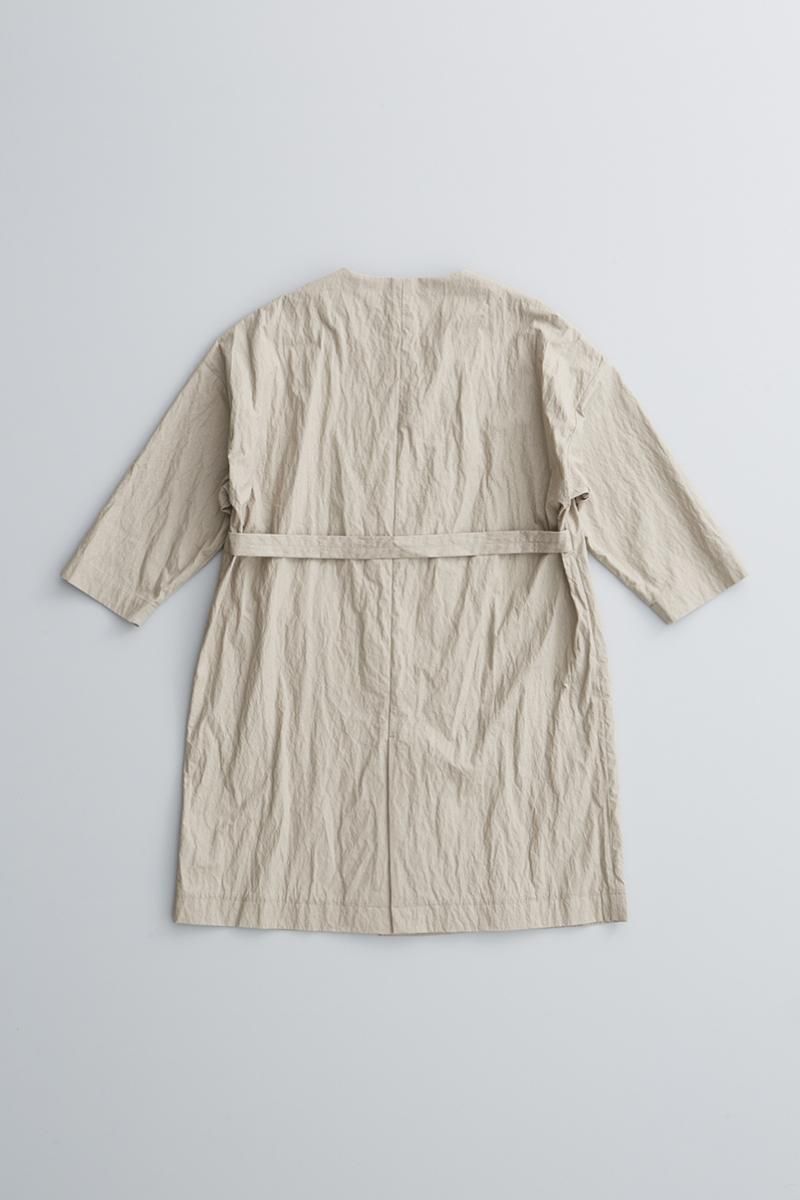 cotton nylon W button spring coat / beige - atelier naruse