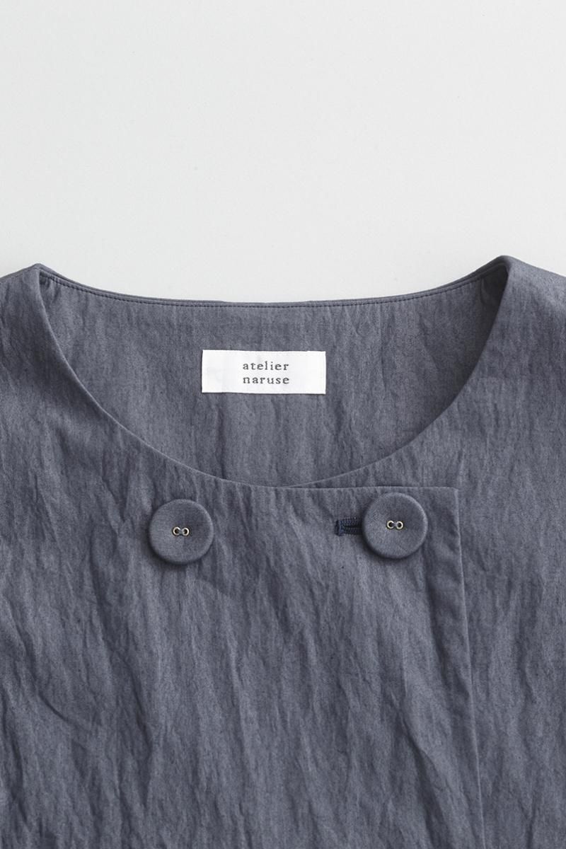 アトリエナルセ　コットンナイロンWボタンスプリングコート cotton nylon W button spring coat / navy - atelier naruse