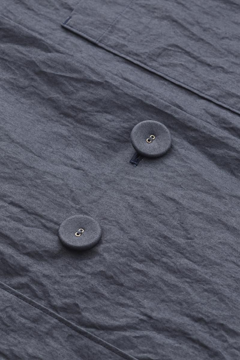 cotton nylon W button spring coat / navy - atelier naruse