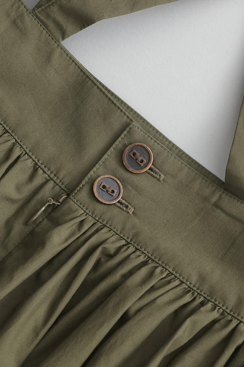 cotton suspenders skirt / khaki - atelier naruse|Online cotton suspenders skirt / khaki - atelier naruse|Online