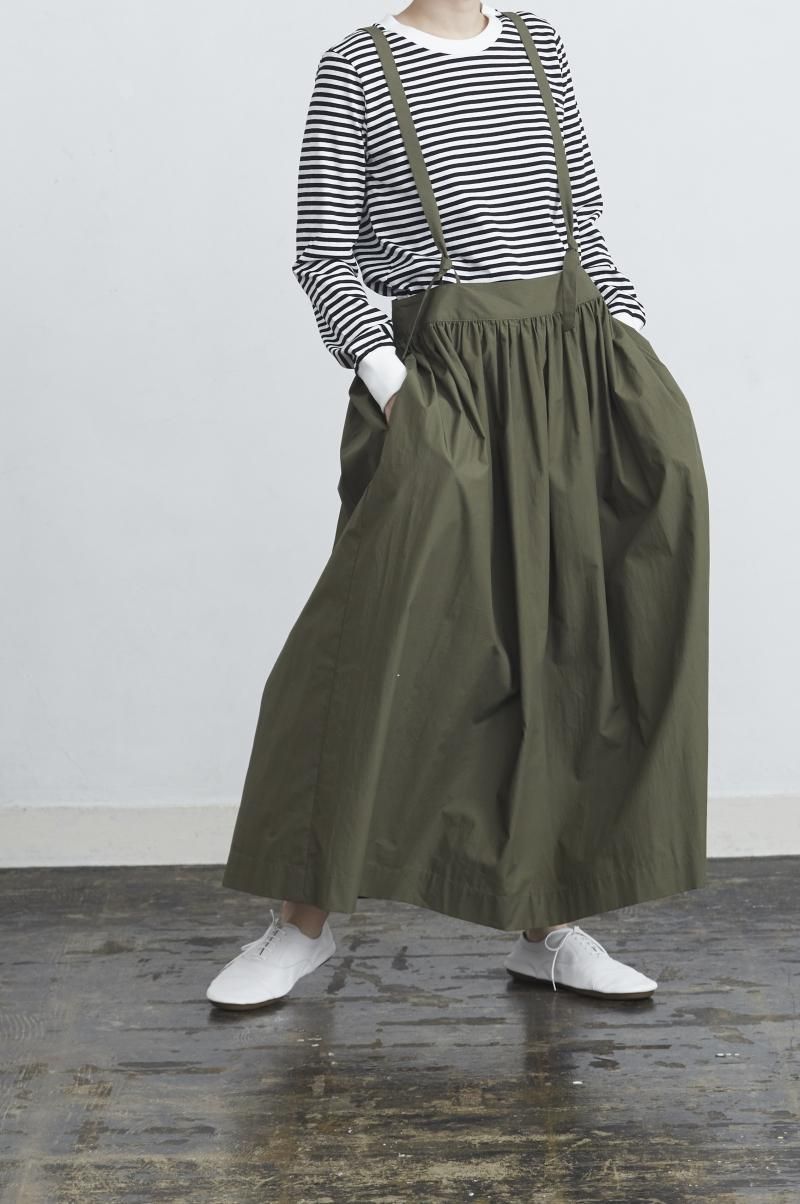 cotton suspenders skirt / khaki - atelier naruse|Online cotton suspenders skirt / khaki - atelier naruse|Online