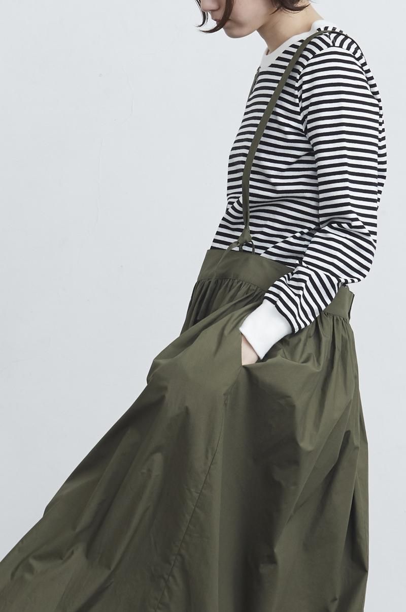 cotton suspenders skirt / khaki - atelier naruse｜Online