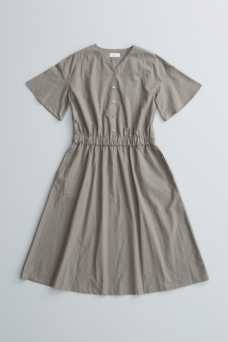 cotton bell-sleeve one-piece / gray