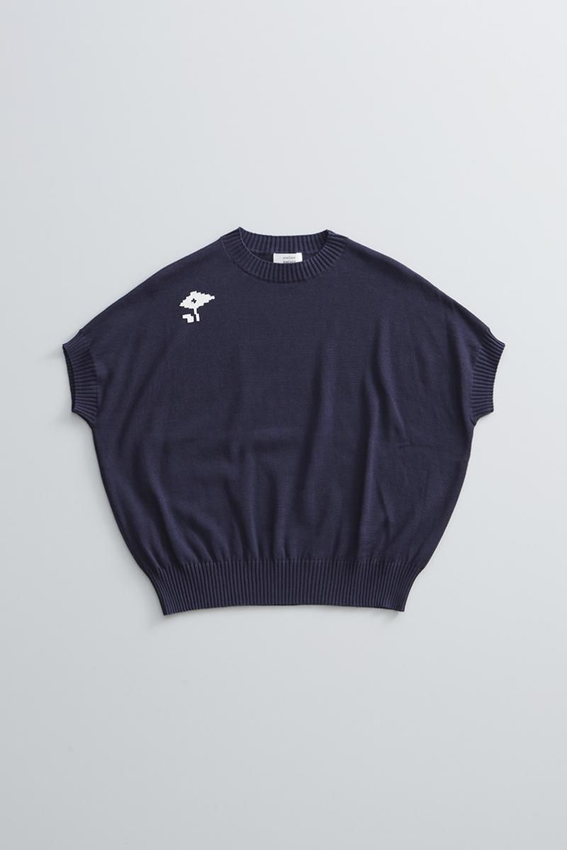 cotton ~Dot flower~ dolman knit / red or navy - atelier