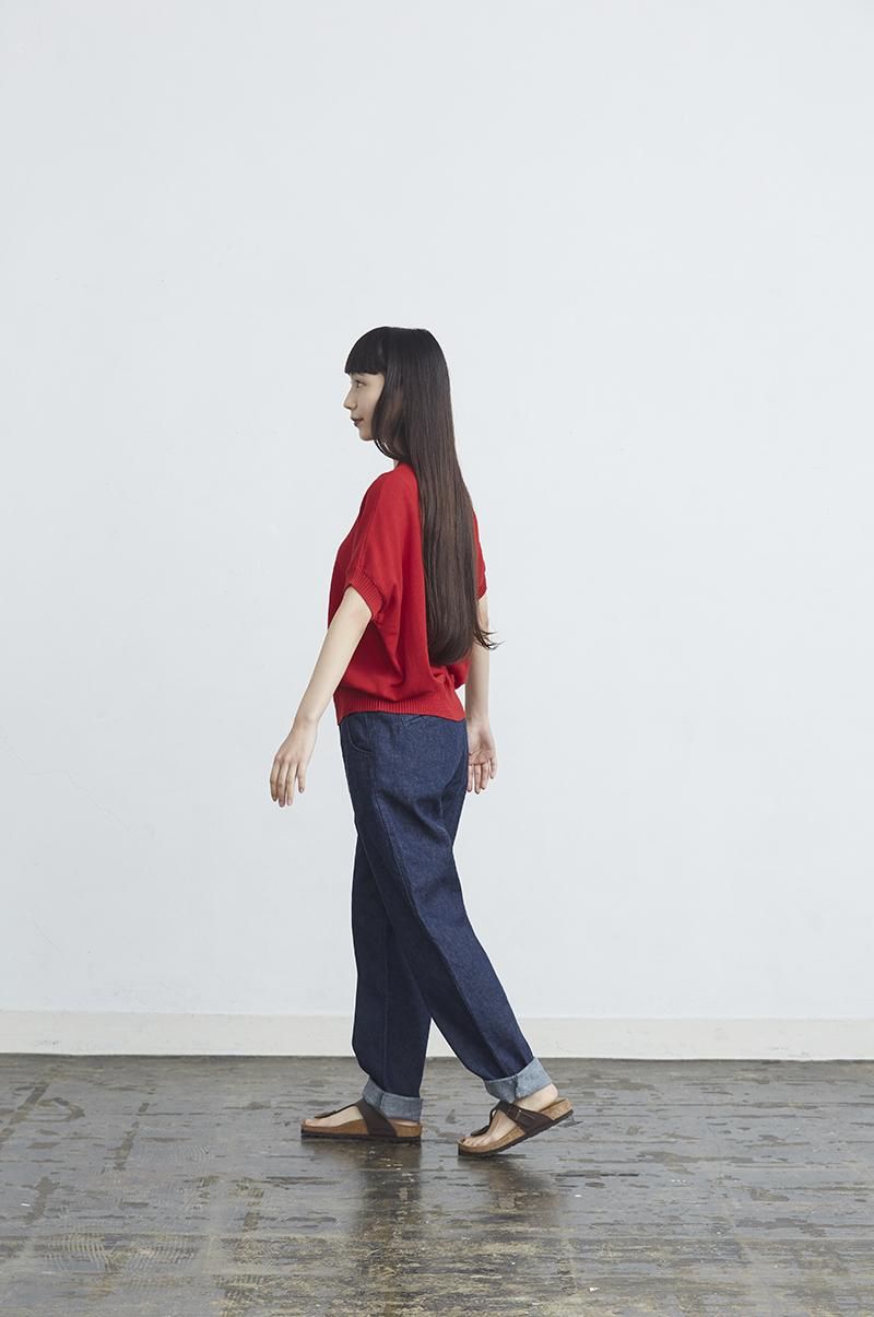 cotton ~Dot flower~ dolman knit / red or navy - atelier