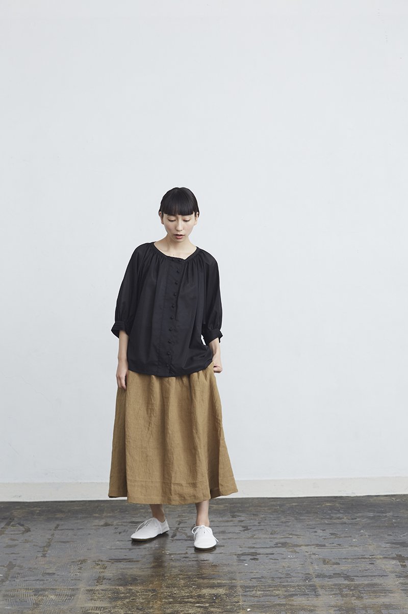 linen gather long skirt - atelier naruse | Online store