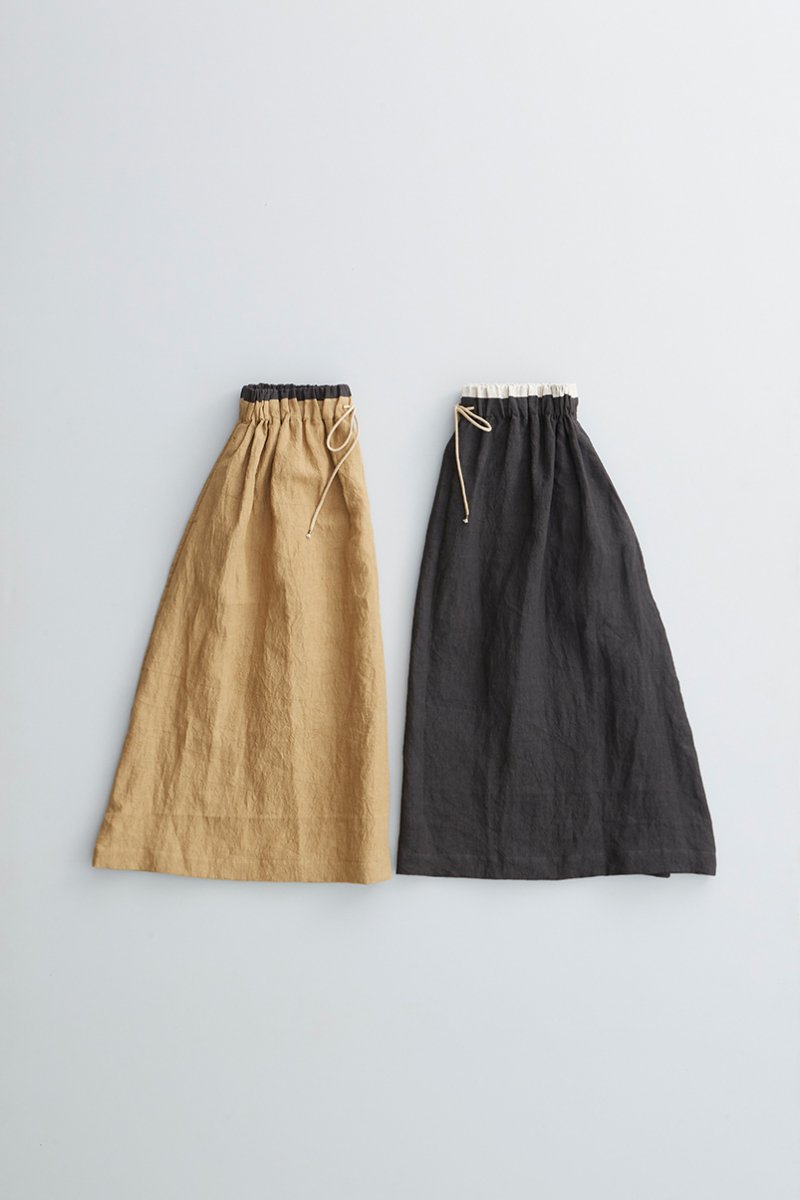 linen gather long skirt