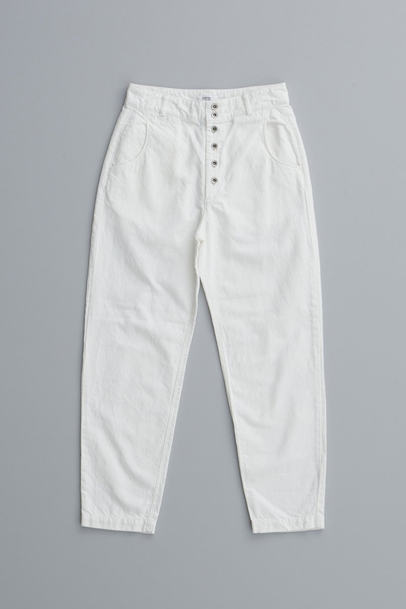 cotton linen denim peck top pants / off white