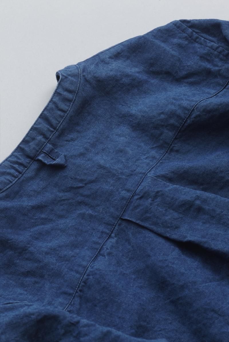 アトリエナルセ インディゴリネンスモックブラウス indigo linen smock blouse - atelier naruse｜Online store｜the an