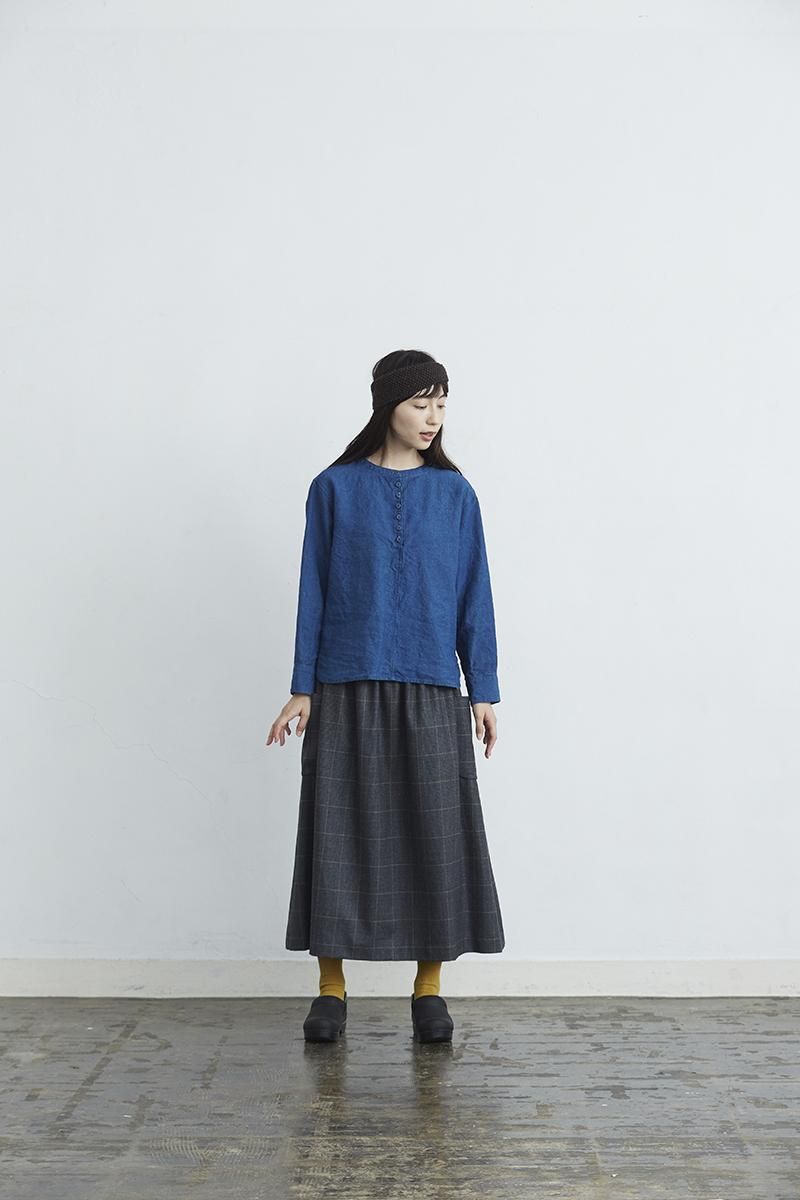 indigo linen smock blouse - atelier naruse｜Online store｜the an